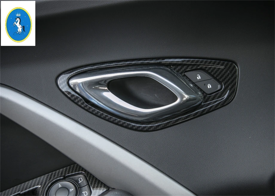 

Interior For Chevrolet Camaro 2016 2017 ABS Carbon Fiber Style Car Inner Door Pull Doorknob Handle Bowl Cover Trim 2 Pcs / Set