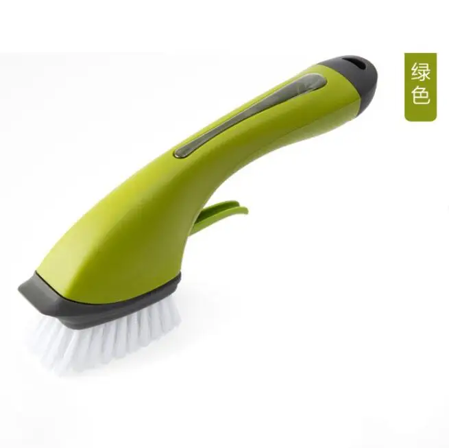 Автоматическая жидкостная дополнение губка щетка для мытья посуду ложки с длинной ручкой, мыть артефакт кисти масла с антипригарным покрытием кухонная щетка для очистки CF-96 - Цвет: Зеленый