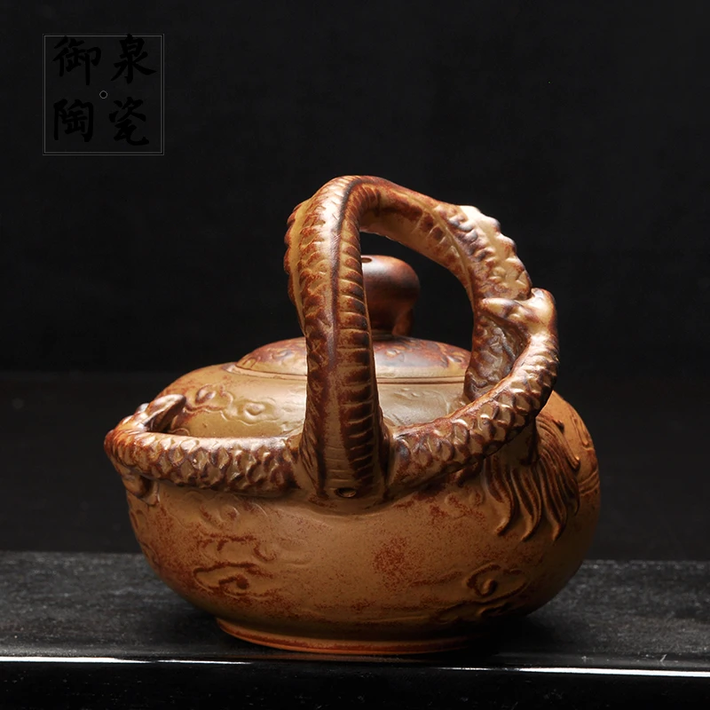 Чайник ручной камень керамика дракон горшок Ретро один горшок керамический руда грязи дровяной печи диска дракон горшок lo927216