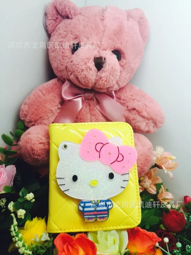 Бумажники с карманами в долларах по цене hello kitty, короткие маленькие милые женские кожаные кошельки, Женский кошелек Carteira Feminina 45