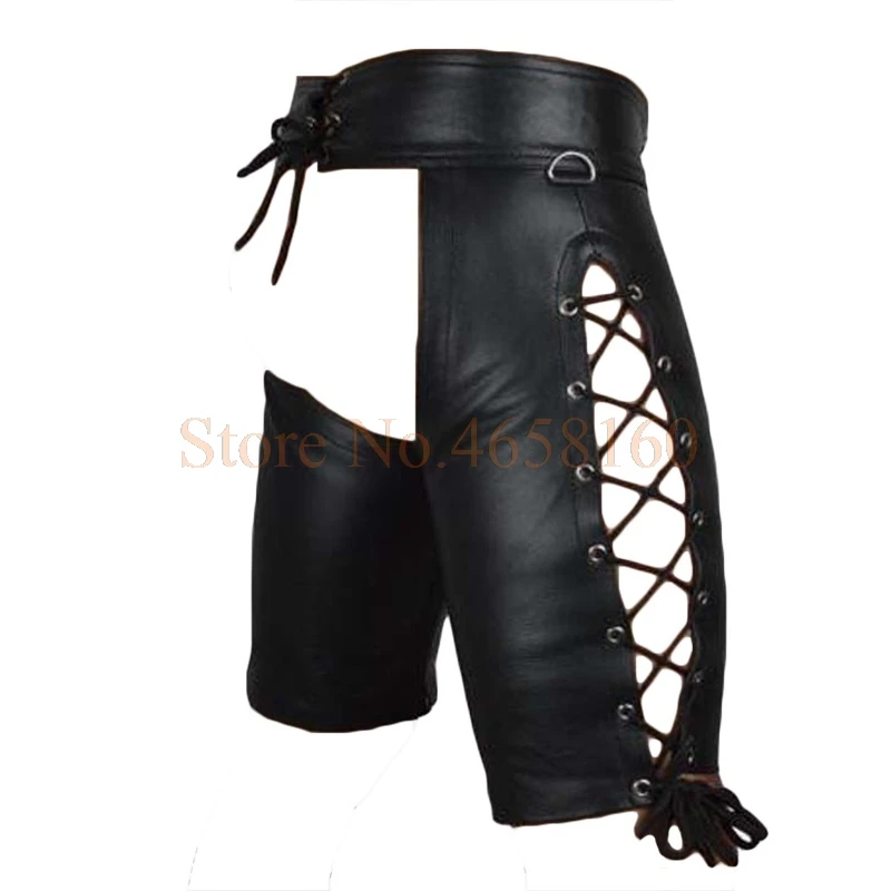 PU Leather Panty Shorts with Thong Sexy Lingerie for Men Hot Mooning Spanking Pant Catsuit Club Wear Fetish Erotic Plus Size XXL