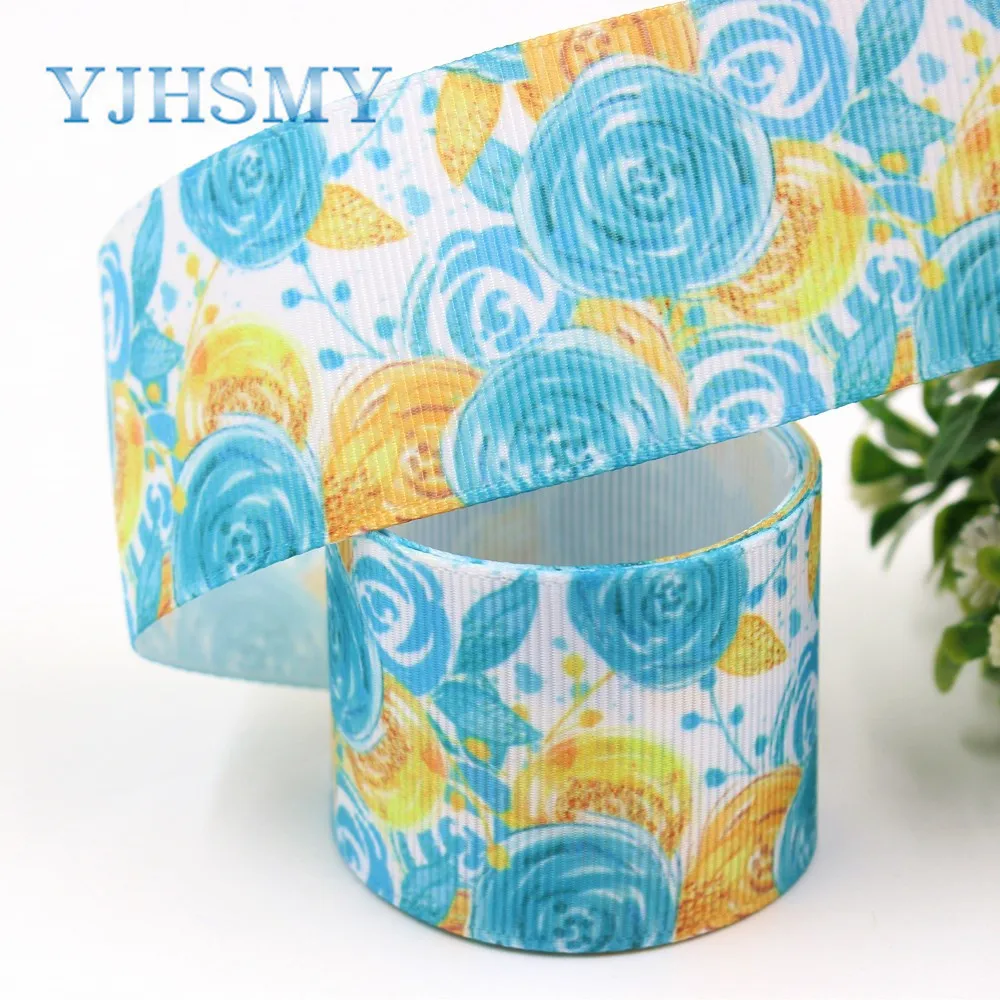 

YJHSMY I-19306-532,38mm 5yards flower Thermal transfer Printed grosgrain Ribbons,bow cap DIY handmade accessories decorations