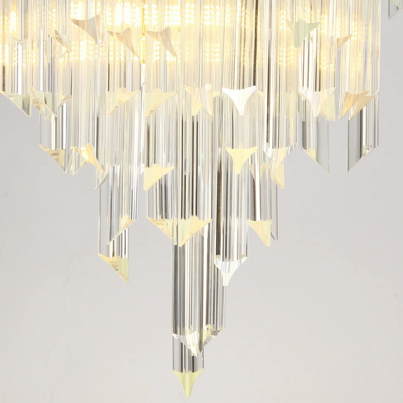 

Modern Luxury Living Room Crystal Chandelier High Quality Stainless Steel Electroplate Rose Gold Lustre Hanging LED Cristal Lamp