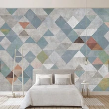 Papel pintado 3D personalizado, mural de bloque de diamante geométrico azul vintage para sala de estar dormitorio sofá Fondo decoración del hogar papel tapiz