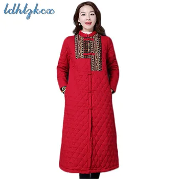 

Stitching Pattern Long-sleeved Large Size Parkas Women 2018 Autumn-winter New Elegant Office Lady Thick Warmth Slim Padded LD418
