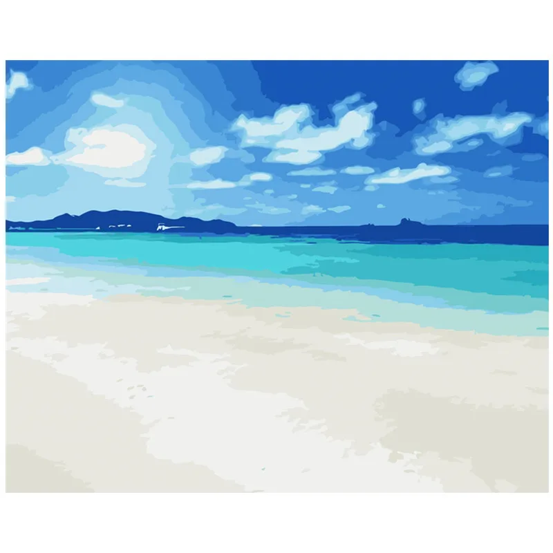 

Dropshipping 60x75cm Painting By Numbers DIY Clear blue ocean Scenery Wall Art Picture Acrylic Painting For Wedding Decoration