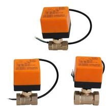 Латунный клапан DN25 AC 220V Водонепроницаемый 2 Way 3-проволочным шариком Электрический моторизованный латунный клапан с приводом
