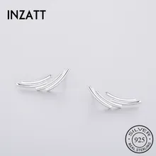 INZATT, минималистичные, настоящее 925 пробы, серебряные серьги-гвоздики, панковские Геометрические линии, стильные, для женщин, на день рождения, для вечеринки, модные ювелирные изделия, подарок