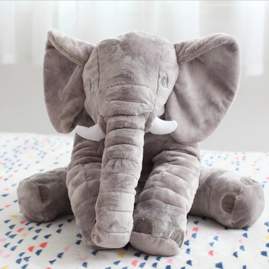 Grey elephant kids doll plush soft toy stuffed animal creative children toy cushion pillow for ...