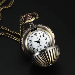 Класса выгравированы Дизайн Античная бронзовая карманные часы Для женщин унисекс Ретро Брелок кварцевые часы Для мужчин Мода цепи Цепочки