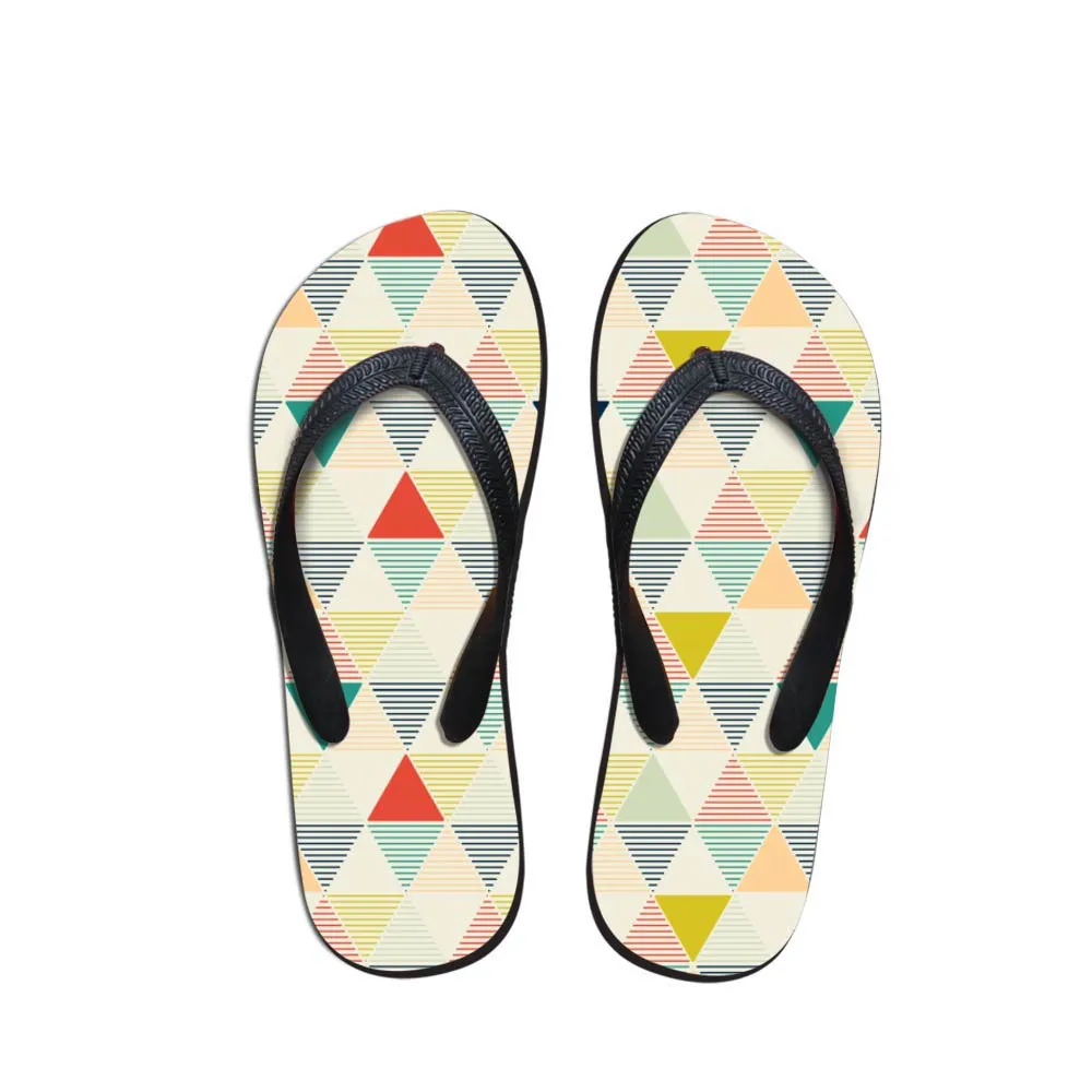 

Daily Wear Men's Flip Flops Beach Shoes Outside Sandals Teen Boys Colorful Geometric Triangle Fit Flops Slippers