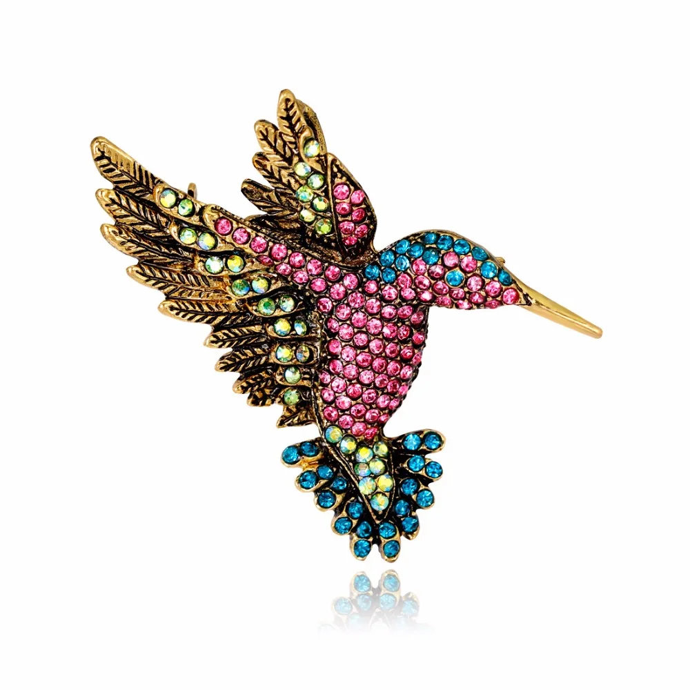 Броши DuoTang Woodpecker классические значки со стразами для женщин воротник рубашки