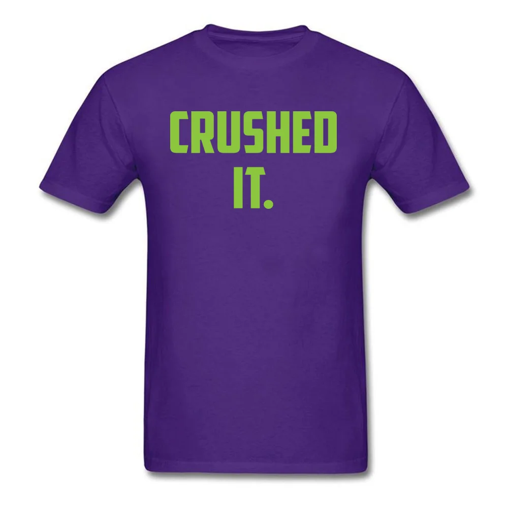 Crushed It Summer T-Shirt for Men Pure Cotton Labor Day Tops Tees Print Tee Shirt Short Sleeve Retro Round Neck Crushed It purple