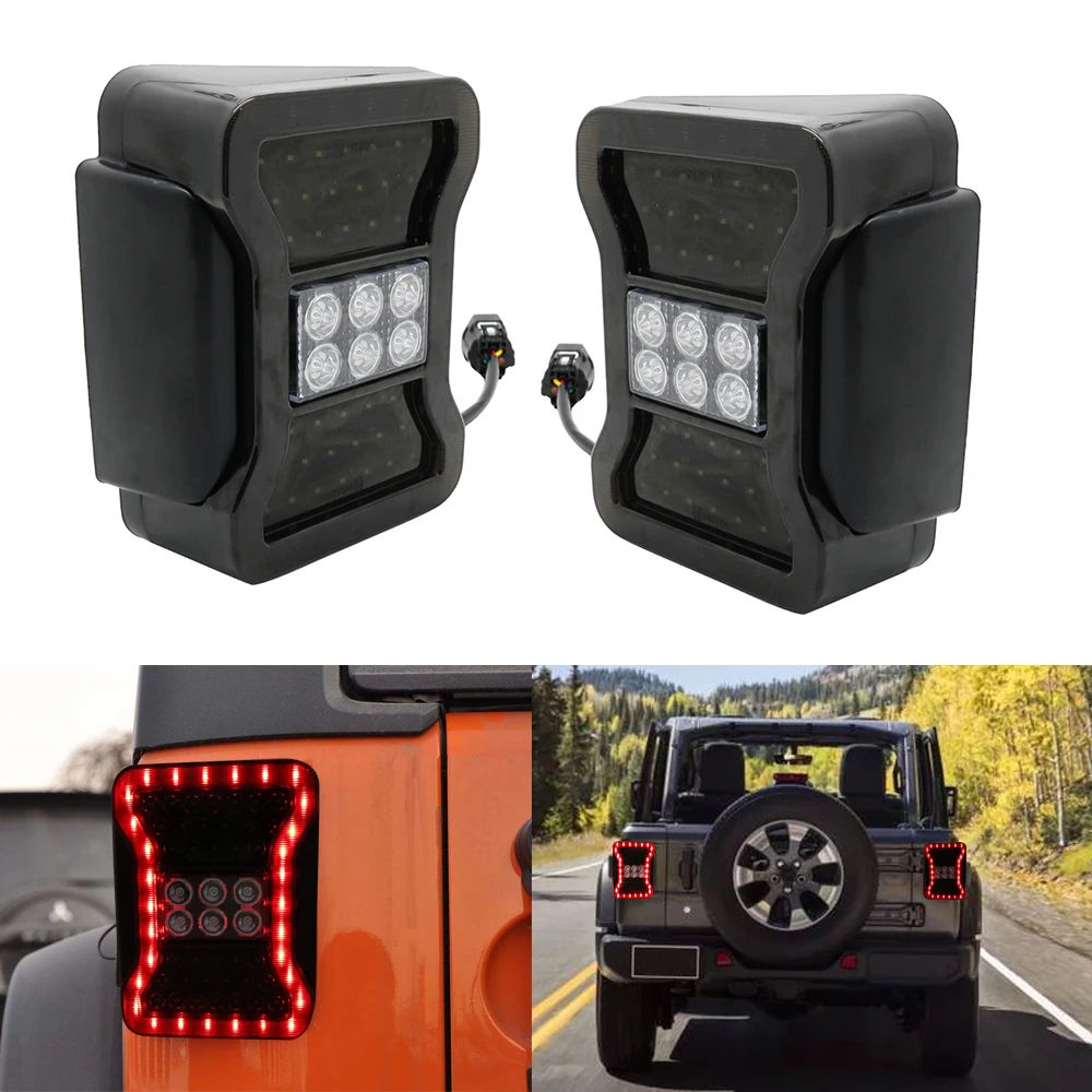 2pcs USAEU LED Tail Lights For JK 2007-2016 for Jeep Wrangler with Running Brake Backup Reverse Turning Signal Light Tail Lamp (12)