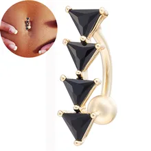 Топ Треугольник черный кубический цирконий золотой цвет пупка пирсинг пупка ювелирные изделия для тела подарок пупок живота