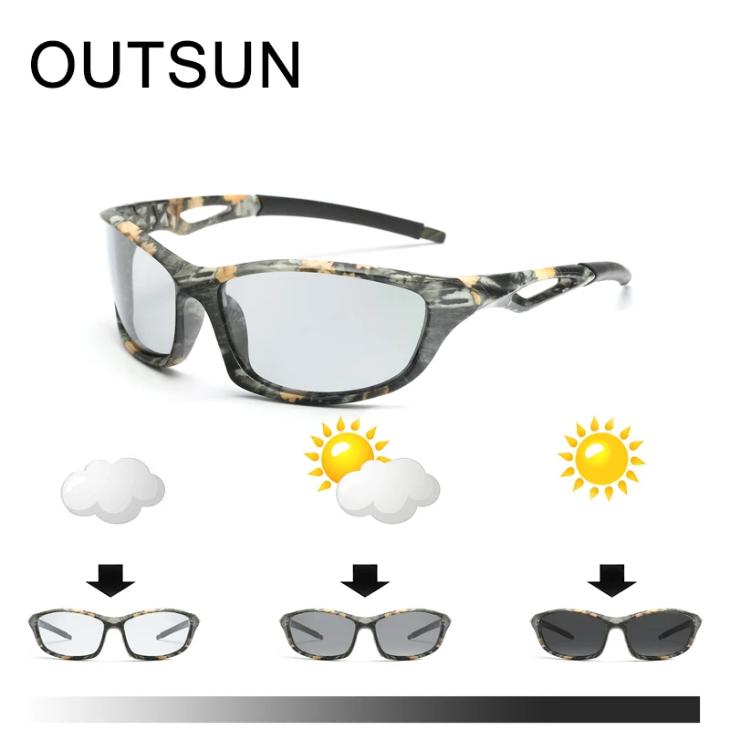 

OUTSUN Brand Polarized Photochromic Sunglasses Men Driving Chameleon Glasses Male Day And Night Vision Driver Goggles oculos