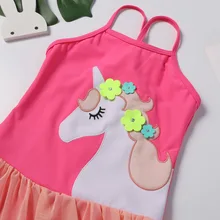 DHL FedEx новые летние для маленьких девочек Единорог Пони один штук купальники для детей пляжная одежда с мультяшными рисунками От 2 до 6 лет