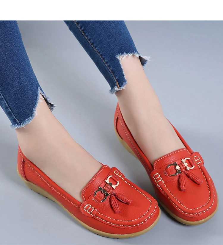 Women's Chic Leather Cow Flat Loafers-Style5