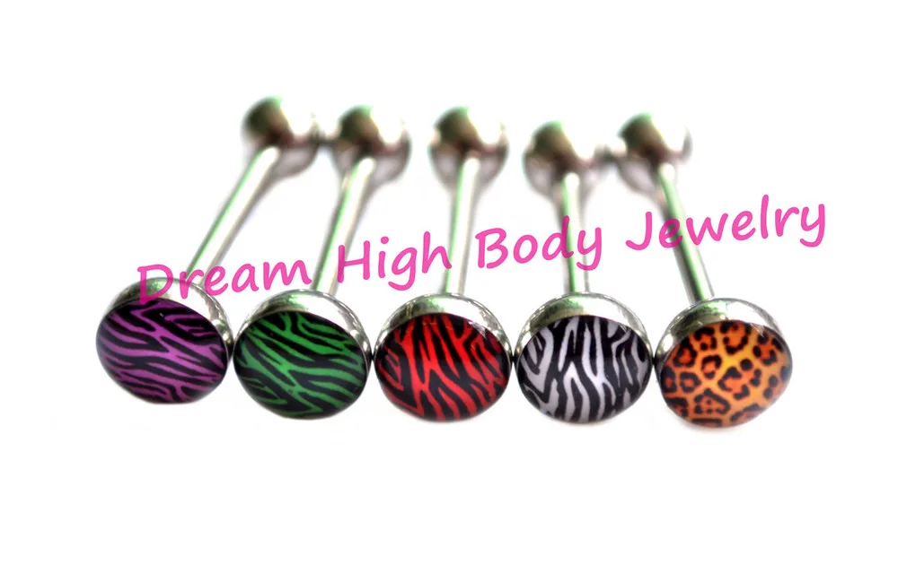 Free Shipping Tongue Rings Tongue Piercing Zebra Body Jewelry For Women