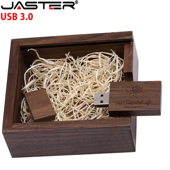 

JASTER USB 3.0 (over 1 PCS free LOGO) wooden usb + box usb flash drive memory stick 4gb/6gb wedding gifts u disk 1.1*1.5mm