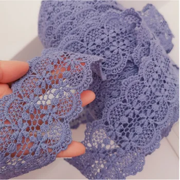 

6CM Wide HOT Embroidery cotton flower lace fabric trim ribbon DIY sewing Water soluble applique collar guipure decor