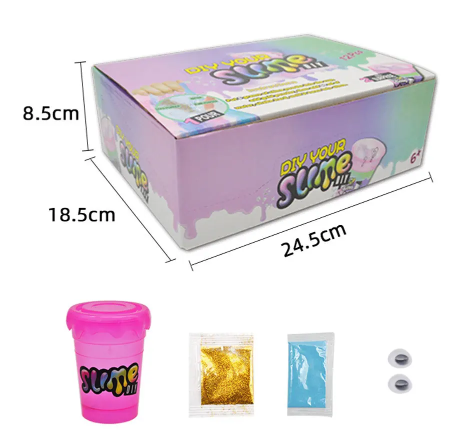 12pcs Clay/Slime Gifts Magic Slime Polymer Clay 80ml Addition for Glitter Slime Shake DIY Slime toys Kit With Box Just Add Water