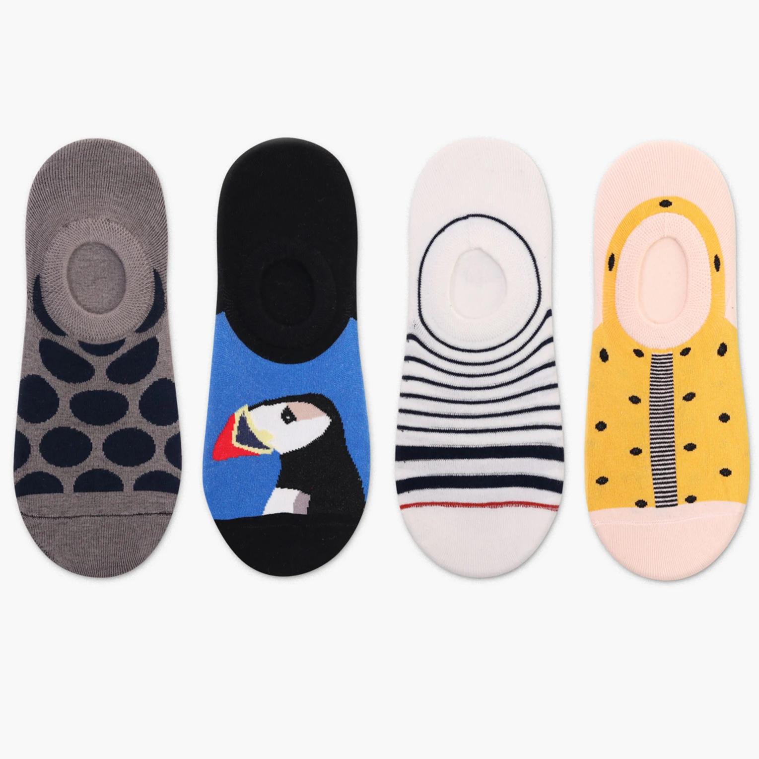 

4 Pairs Hot 2019 New Creative Design Men Women Ankle Socks Woodpecker stripes Happy Funny Animal Colorful Cotton Summer Socks