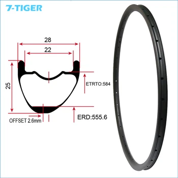 

27.5ER Asymmetric MTB Carbon Rims 28mm Width Tubeless Clincher Mountain Offset Strong Wheels building for cross country XC