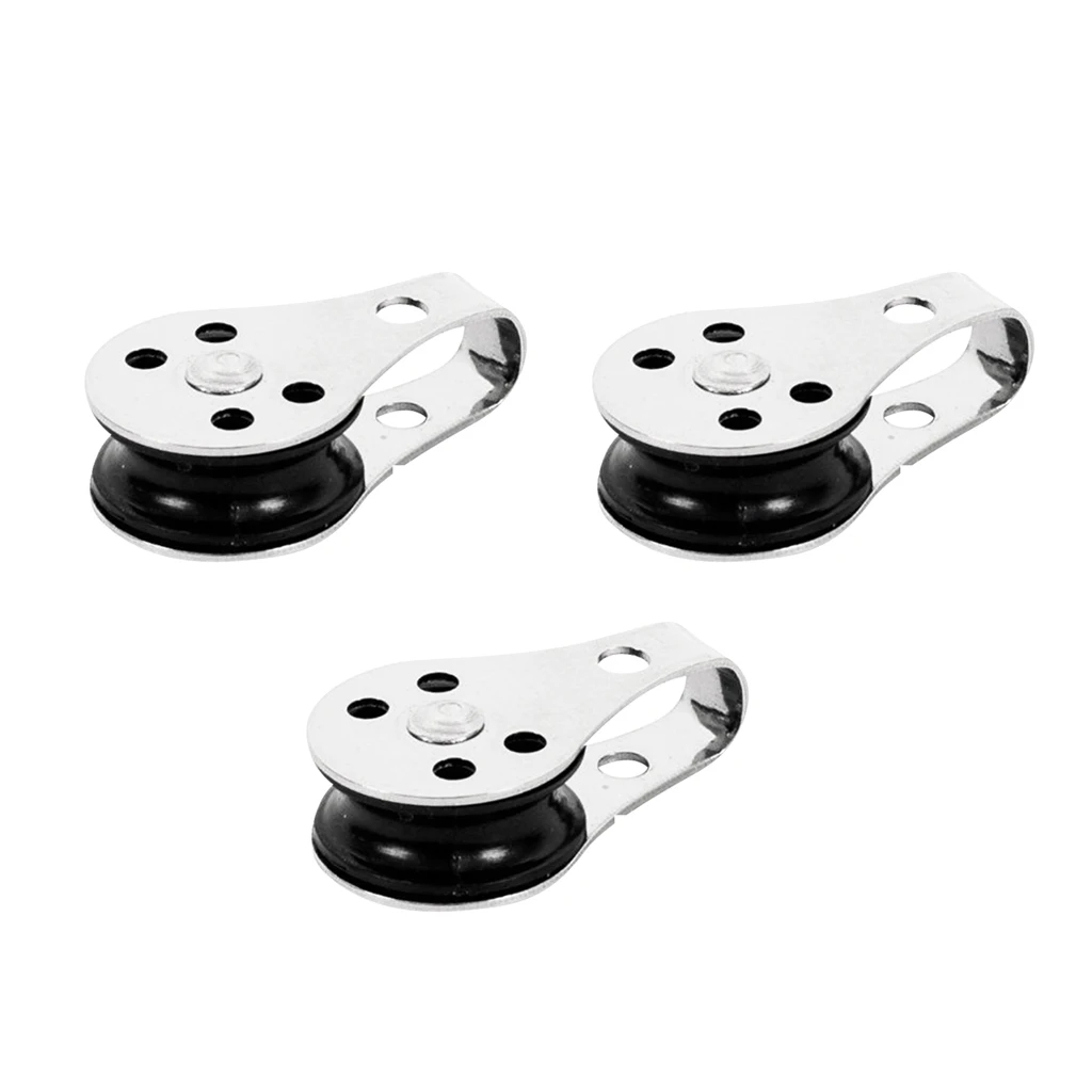 

3x Nylon Sheave Marine Stainless Boat Pulley For Kayak Anchor Trolley System
