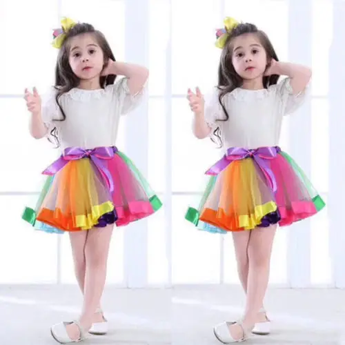 Детская одежда для девочек детское платье-пачка с фатиновой юбкой, радужные юбки для танцев реквизит для фотосессии маленьких для девочек с единорогом оголовье, набор опора