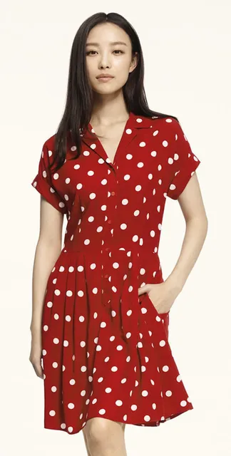 Aliexpress.com : Buy Polka Dot Print Women A Line Dress Short Sleeves