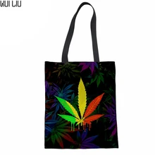 Холщовая Сумка женские сумки с ручкой сверху листья подростковые девушки хозяйственная сумка женская наплечная сумка пляжная сумка новая