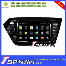 Double 2 Din Pure Android 4.2 car dvd for Kia K2 Rio with GPS Wifi 3G 8” HD Screen Free Map +Camera