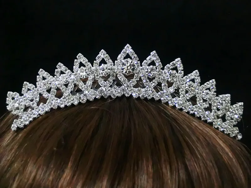 Women Princess Crown Headband Crystal Rhinestone Tiara And Crowns Hair Band Jewelry Silver Bridal Hair Accessories Wedding Sadoun.com