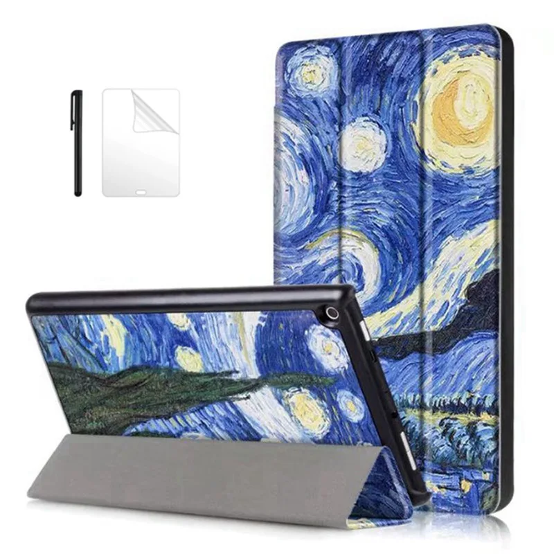 

Magentic PU Leather Case For Amazon HD 8 2017/2016 8.0 inch Samrt Cover For Amazon Fire hd8 2017/2016 Case+Film+Pen