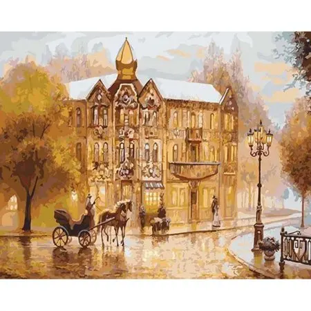 cioioil-W807 Corner of street view Wall Art Frameless Picture Painting By Numbers DIY Digital Canvas Oil Painting Home Decor