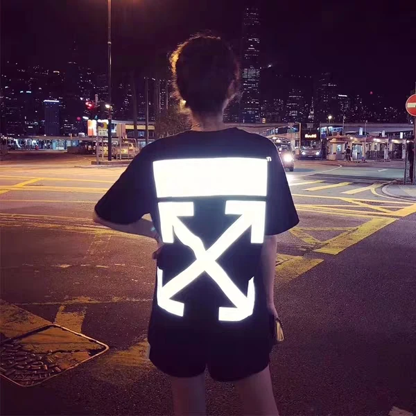 

OFF-WHITE OW Street Hip Hop Reflective Zebra Cotton Men's Short Sleeve T-Shirt