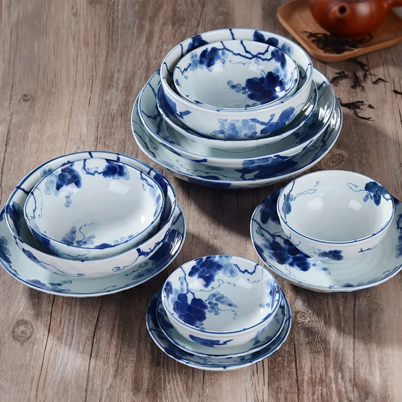 

1 PC Japanese Ceramic Dish Plate Grape Patterned High Quality Bowl Cup Under-glaze Made in Japan