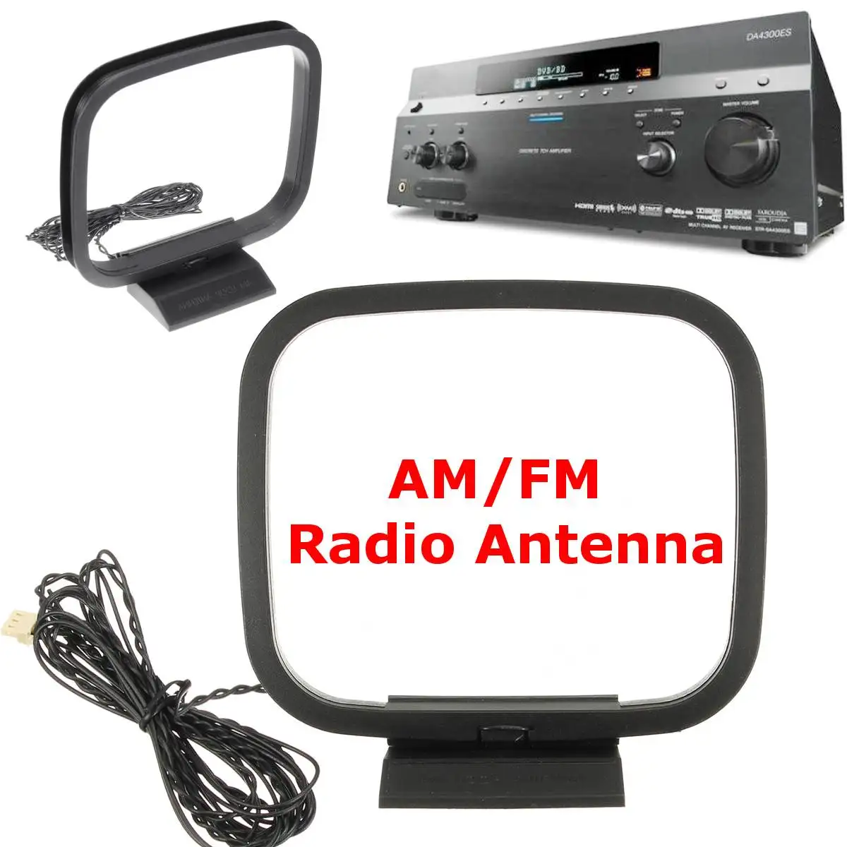 Mini Universal FM/AM Loop Antenna For Sony Chaine Stereo AV Receiver Systems Connector Receiver