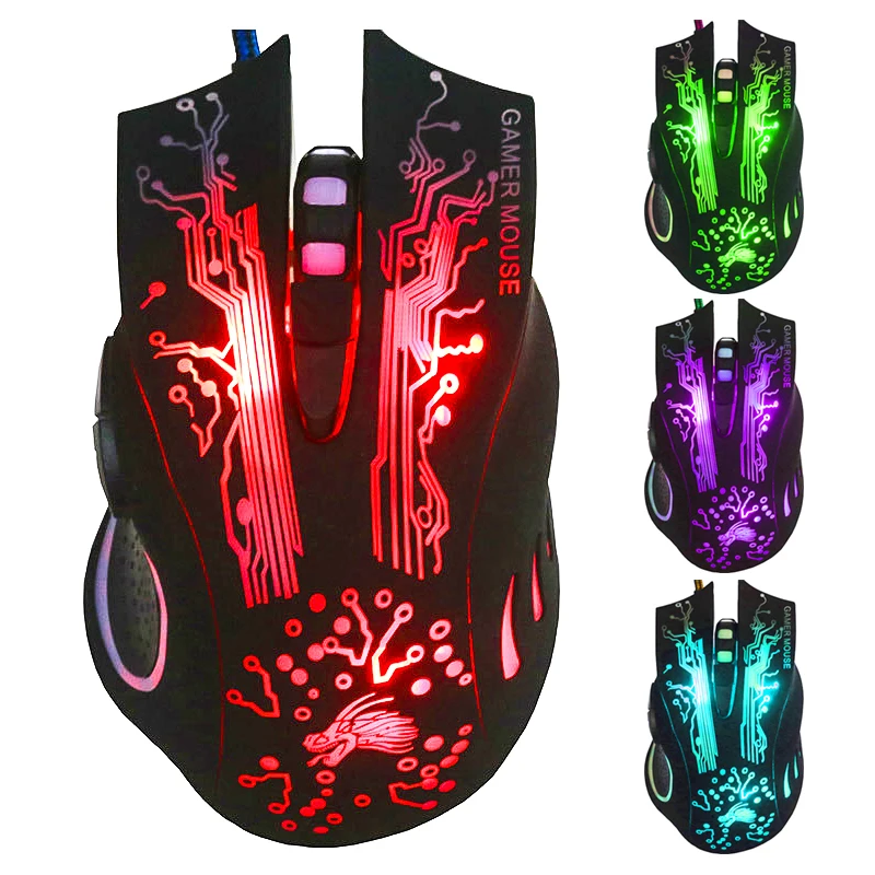 6D USB Проводная игровая мышь 4000 dpi 6 кнопок светодиодный оптический профессиональный компьютерный геймер мышь для ПК ноутбук подарок для друзей FS
