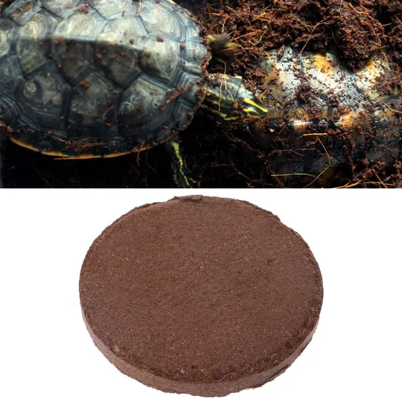 

70g Round Reptile Substrate Bricks Natural Coconut Fiber Terrariums Bedding Soil for Burrowing Animal Pets