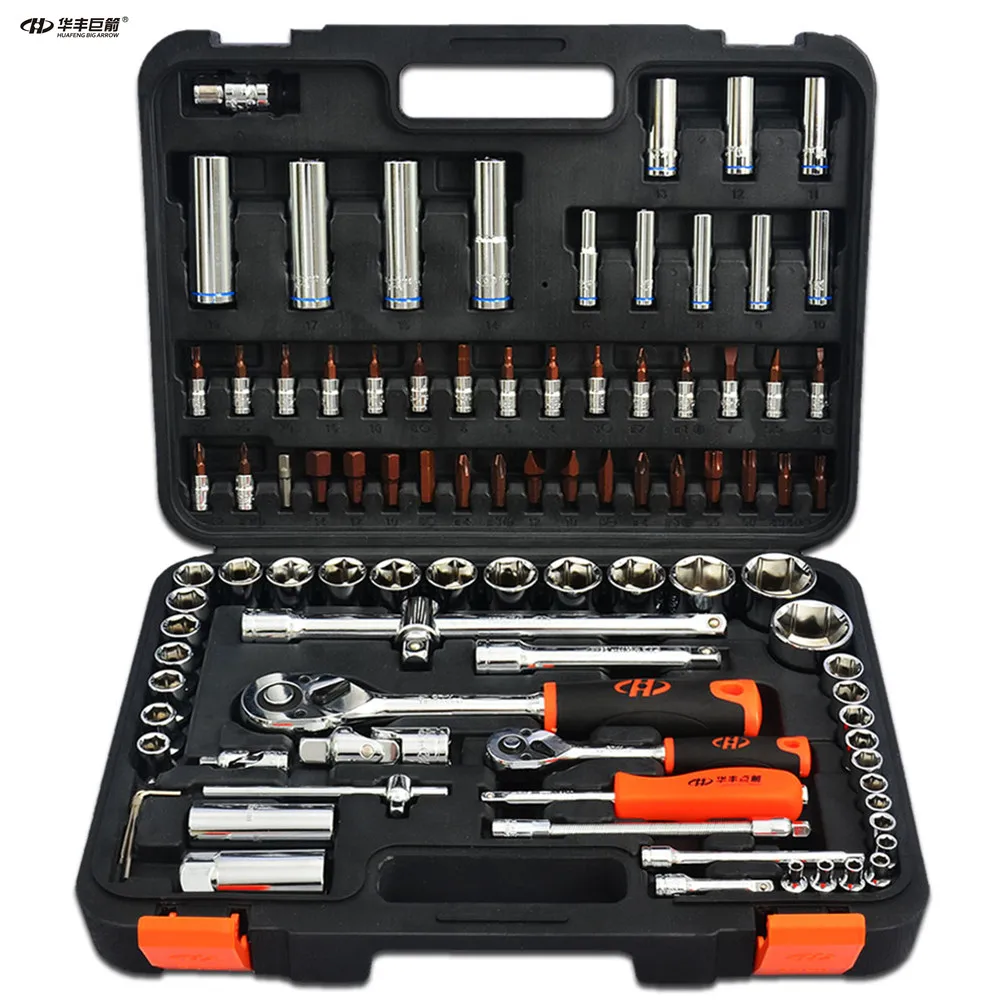 

HUAFENG BIG ARROW High Quality 94PC ( 1/4 and 1/2 Inches ) Socket Ratchet Wrench Comb Tools Kit for Auto Repairing