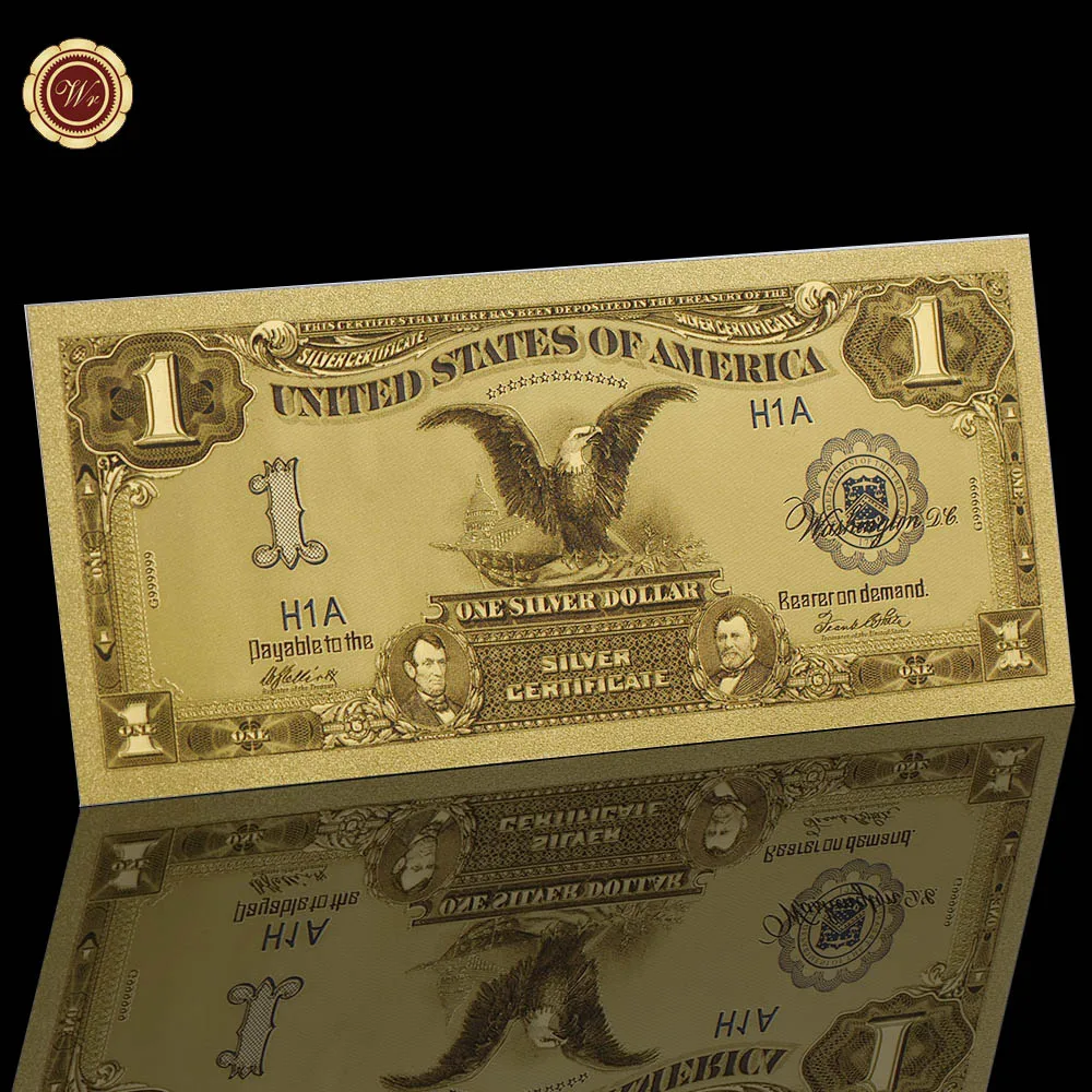 

1987 Year America Paper Money Copy Bill 1 Dollar Gold Plated Banknote 24K USD Fake Money Dollars Bill for Banknote Hobbyist
