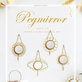 

Modern Round Iron Circle Metal Mirror, Metal Lattice-work Frame Hanging Wall Mirror