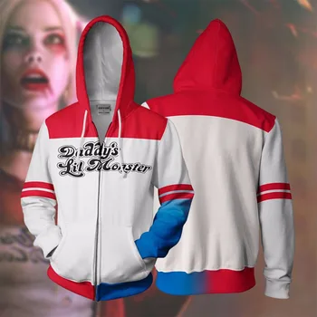 

BIANYILONG 2018 new Men Hooded Harley Quinn 3D Printed Hoodies Tracksuit zipper hoodie hooded hip hop tops Shipping store