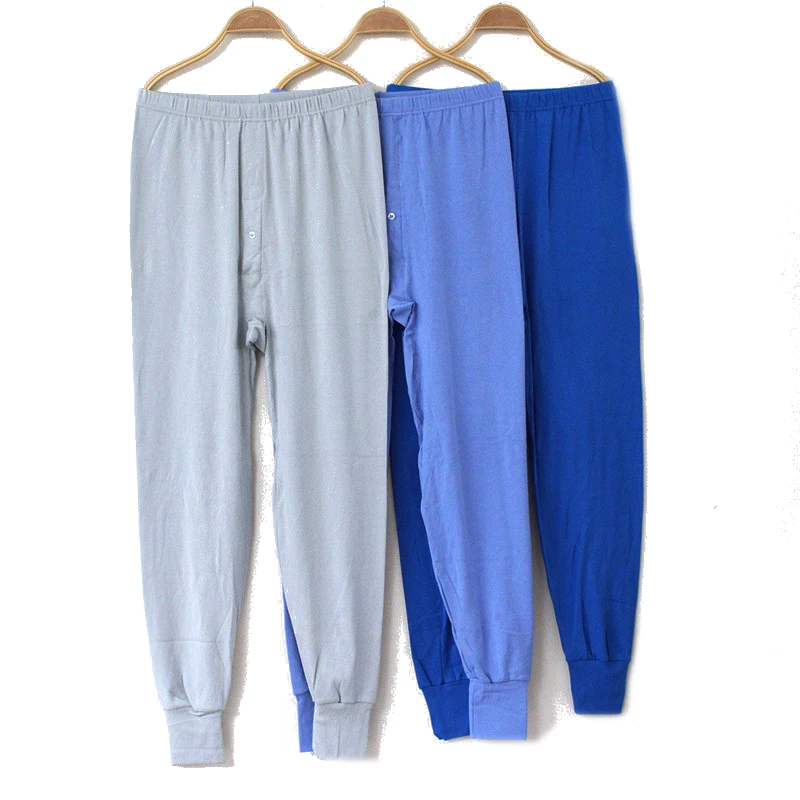 High Quality Men's Underwear Long Johns Soft Warm Men Single Pant for Autumn Brand Male Solid Underpants Plus Size Random Color