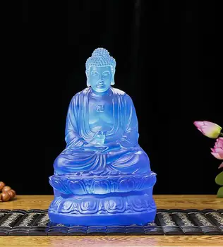 

Sakyamuni Buddha glass dedicated to thethree holy ornaments Amitabha Buddha