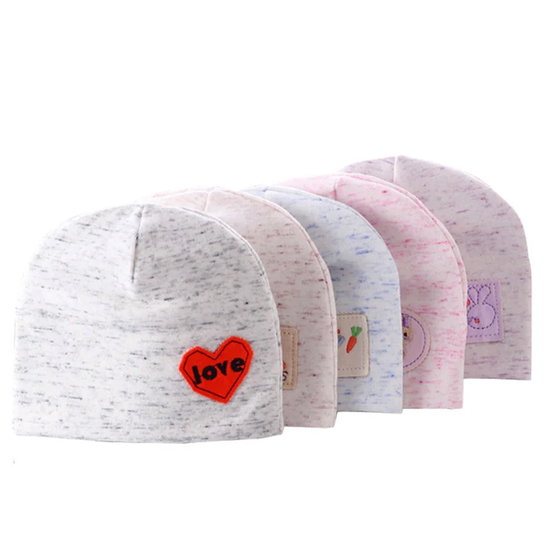 Fashion Baby Beanie Hat Solid Cotton Newborn Baby Hat Heart Letter Cartoon Hat  Girls Boys Autumn Warm Beanie Baby Boys Clothing (2)