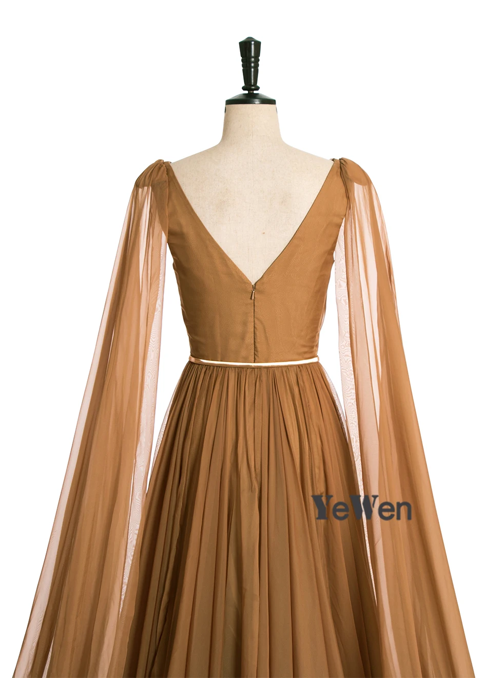 Роскошное вечернее платье высокого качества с золотым поясом и длинным рукавом, Tencel robe de soiree, элегантные сексуальные вечерние платья для выпускного вечера YeWen8020