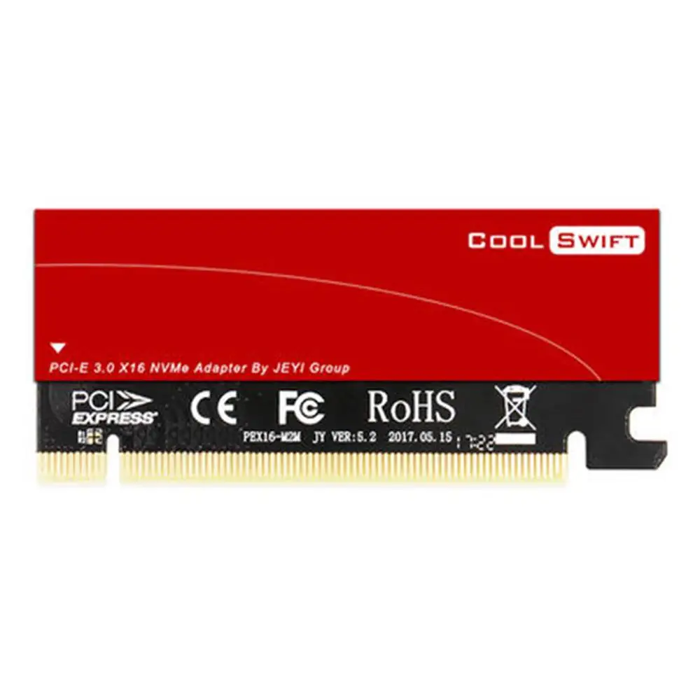 

JEYI Cool Swift NVME M.2 X16 PCI-E Dust-proof Riser Card 2280 Aluminum Sheet Gold Bar Thermal Conductivity Silicon Wafer Cooling